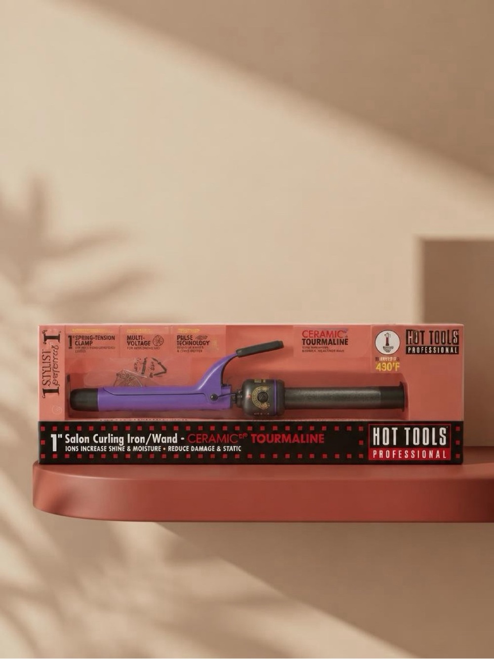 1” PURPLE CURLING IRON/WAND - CERAMIC TOURMALINE/ HOT TOOLS PROFESSIONAL
